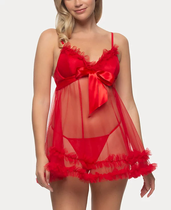 Jezebel Red Ruffled Babydoll