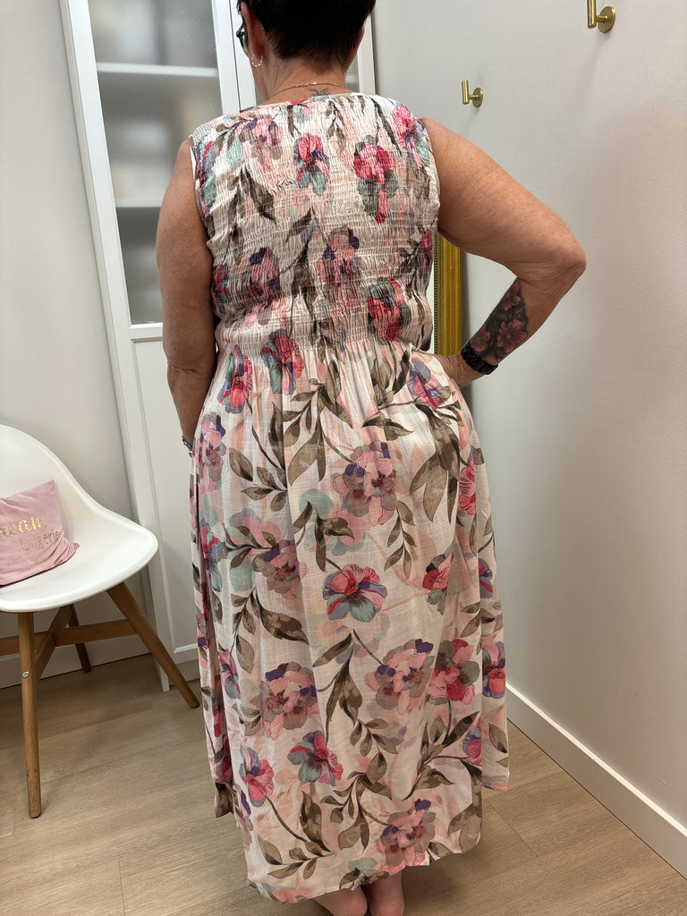 Papa Fashion Pink Floral Sleeveless Dress