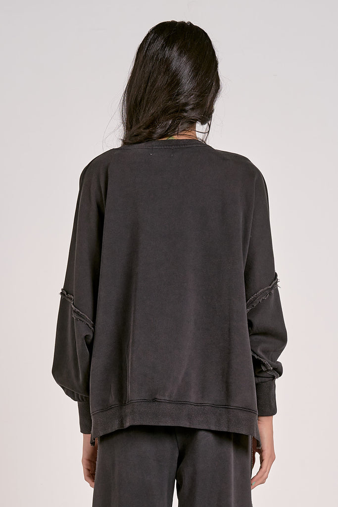 Elan Blacktop Oversized Black Crewneck