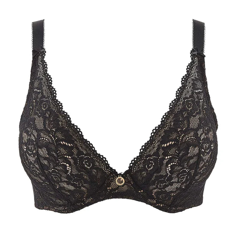 Aubade Rosessence Lace Triangle Plunge Bra Black