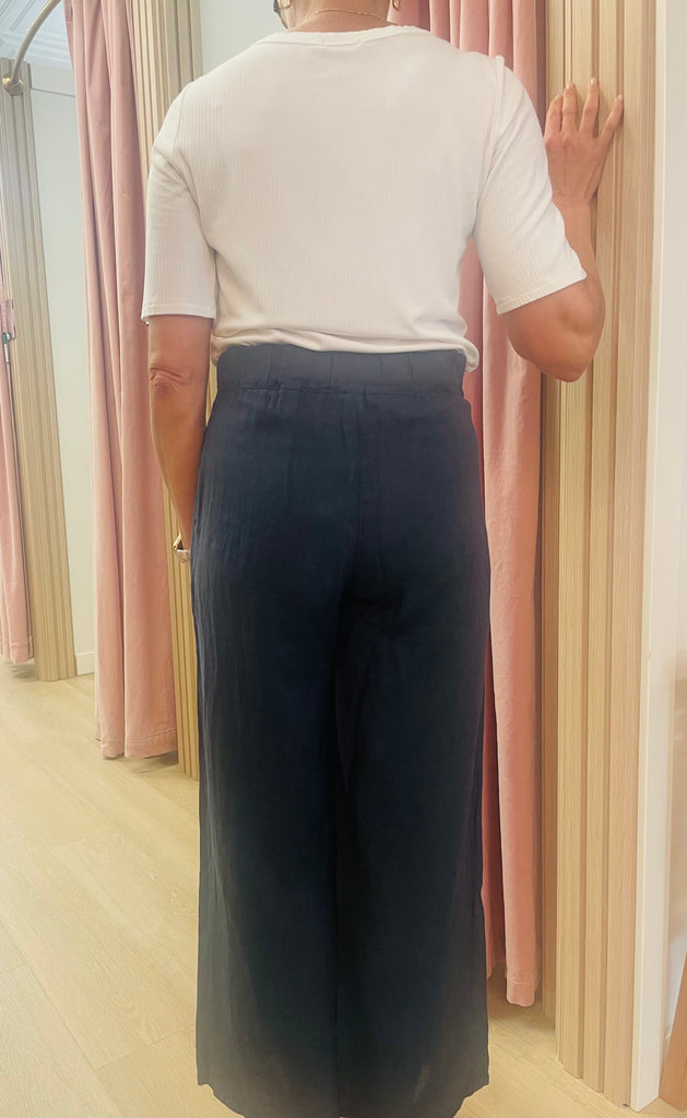 Papa Fashions Navy Linen Pants