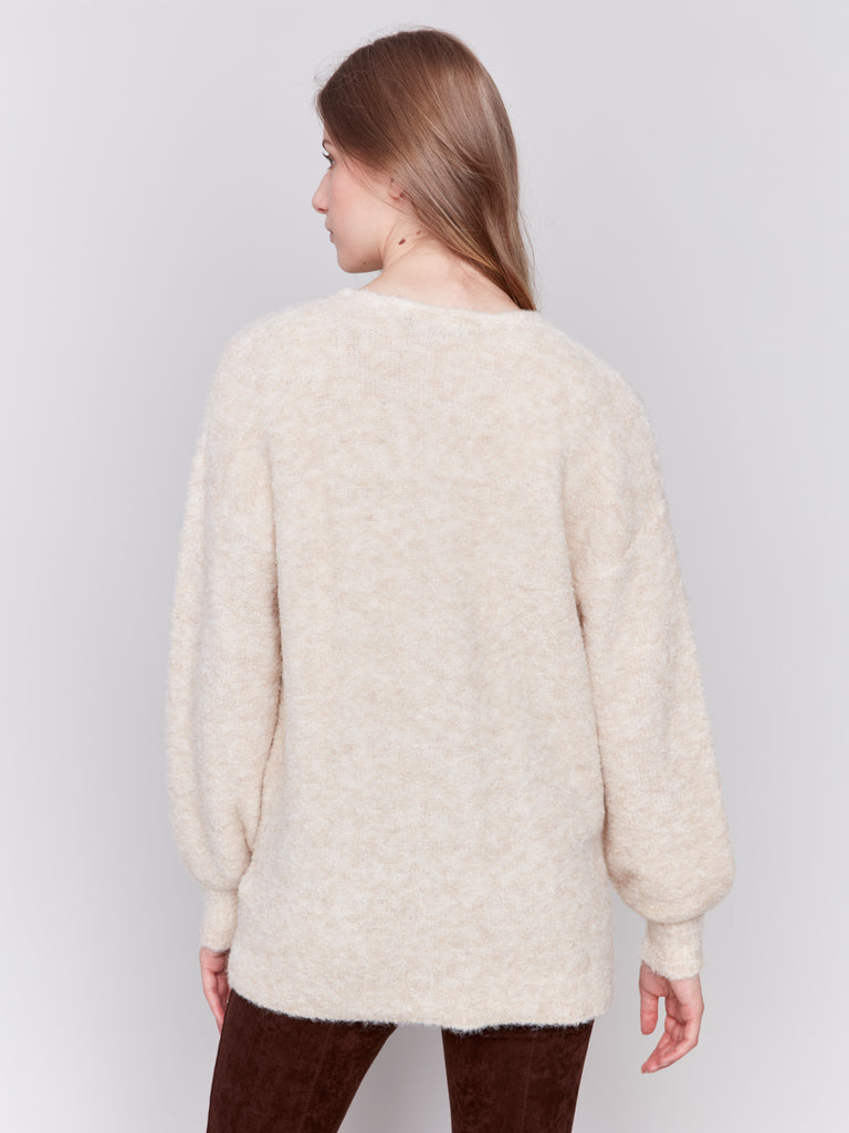 Charlie B Long Sleeve Boucle Sweater Cardigan