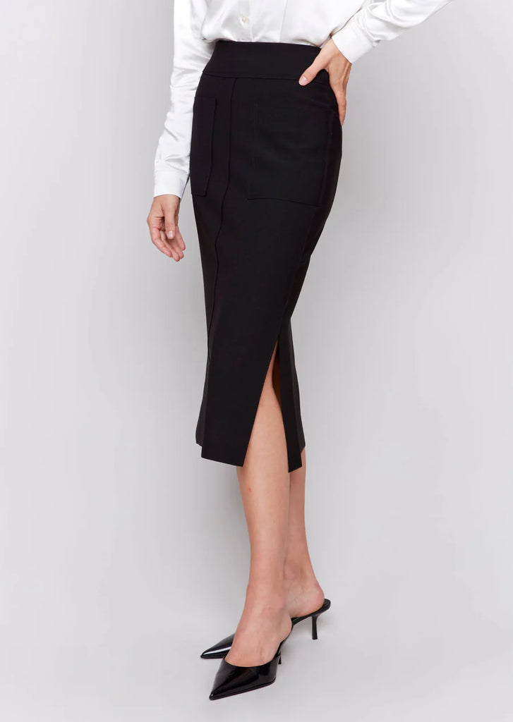 Charlie B Knee Length Black Skirt