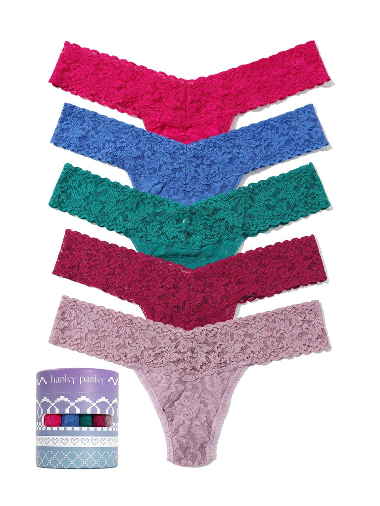 Holiday 5 Pack Signature Lace Original Rise Thong