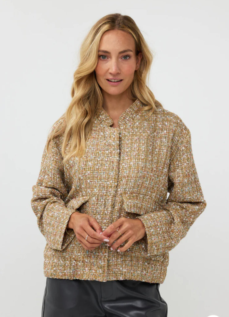 Esqualo Gold Tweed Bomber Blazer