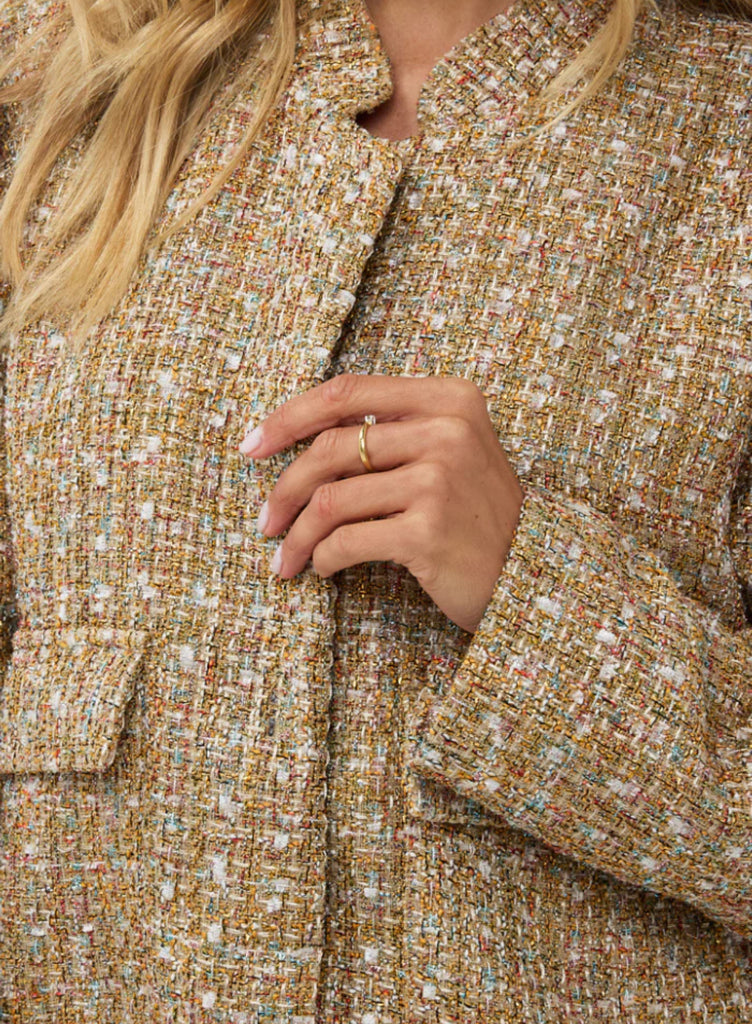 Esqualo Gold Tweed Bomber Blazer