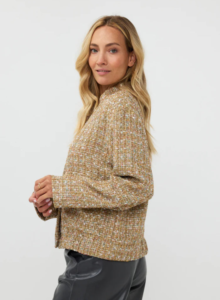 Esqualo Gold Tweed Bomber Blazer