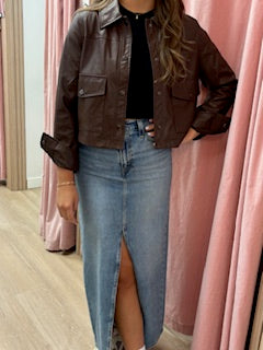 Esqualo Brown Vegan Leather Jacket