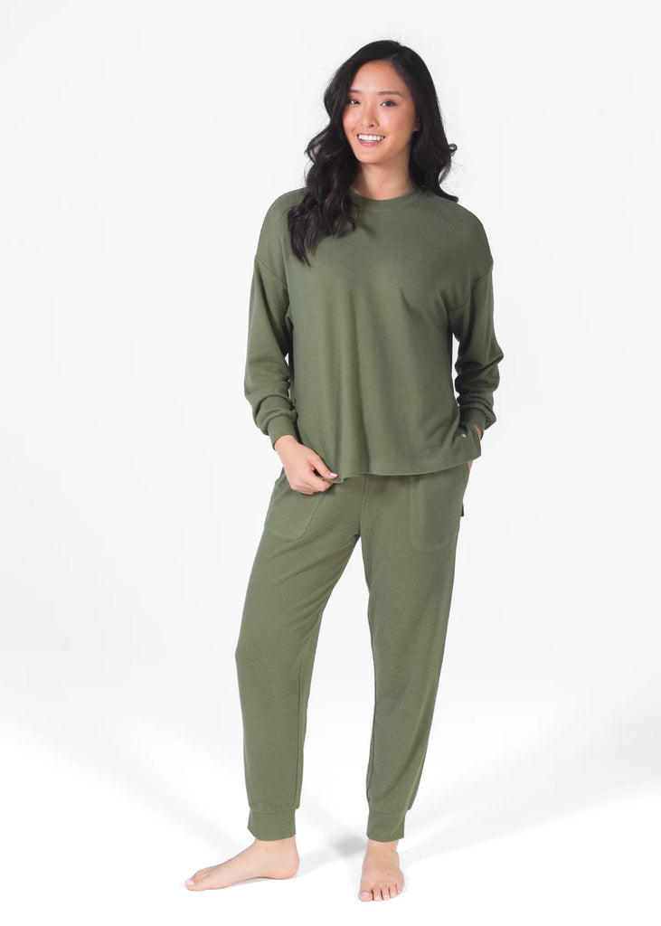 Latte Love Co. LS Drop Shoulder Top & Jogger Olive