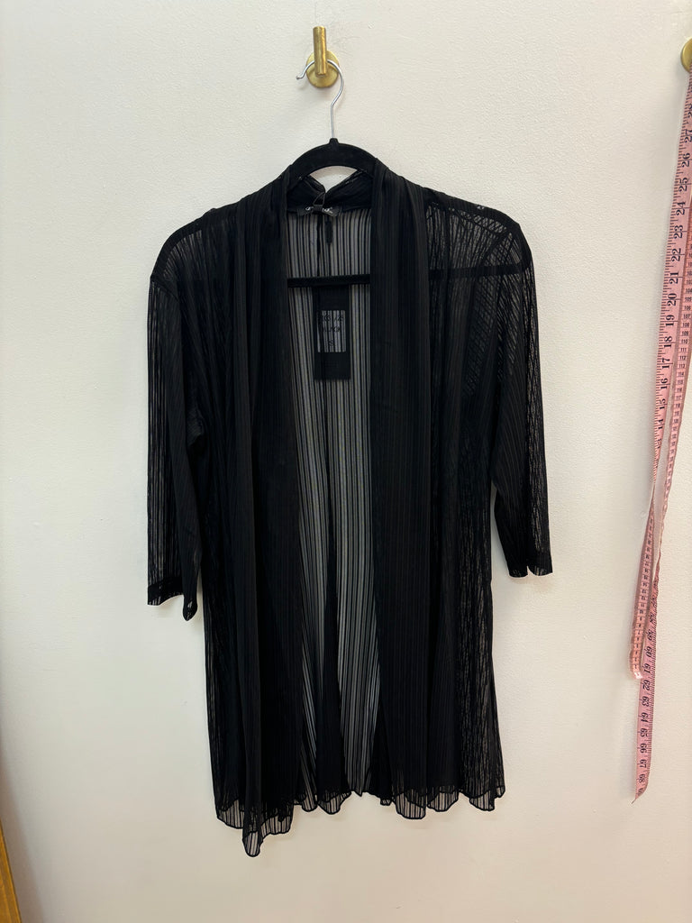 Papa Fashion Striped Sheer Cardigan Black2