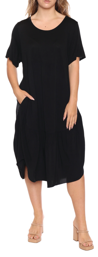 Sorella Black Babydoll Ruffle Dress with Pockets