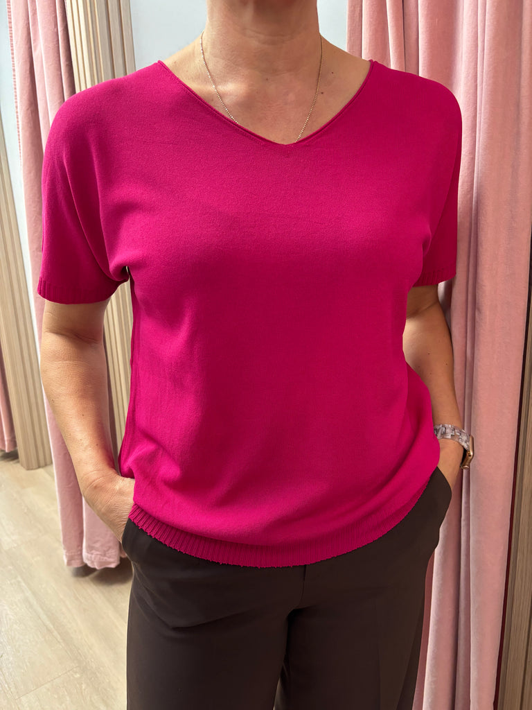 Sorella Fuschia Knit Short Sleeve Top