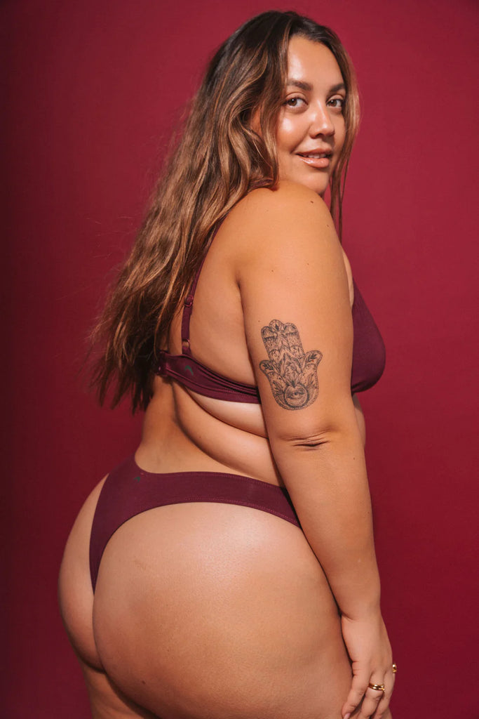 Huha Mineral High Rise Thong Maroon