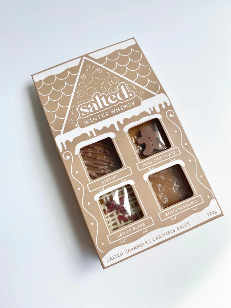 Salted. The Winter Whimsy - 4 Piece Caramels Window Box