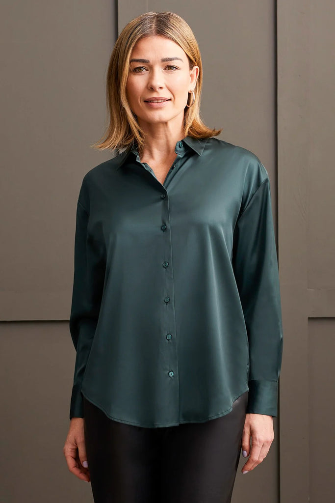 Tribal Green Satin Shirt