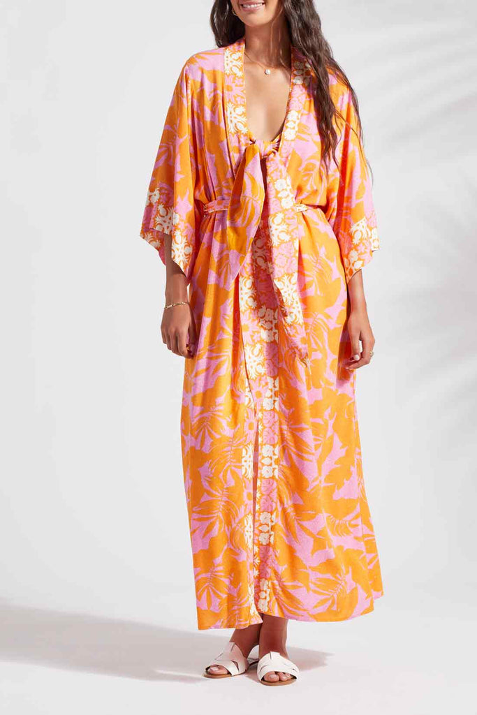 Tribal Printed Duster Kimono Canary