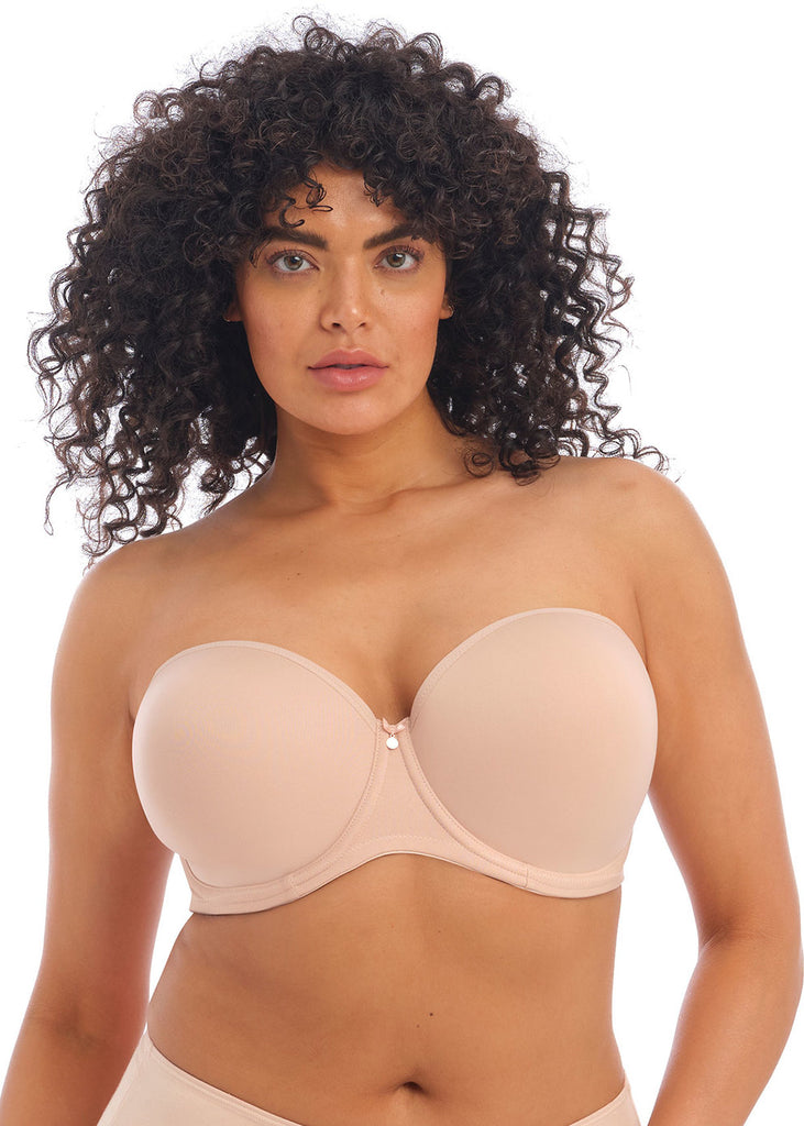 Womens Solid Color Underwear Strapless Non Slip Adjustment No Steel Ring  Bra F Cup Grey_002 90F